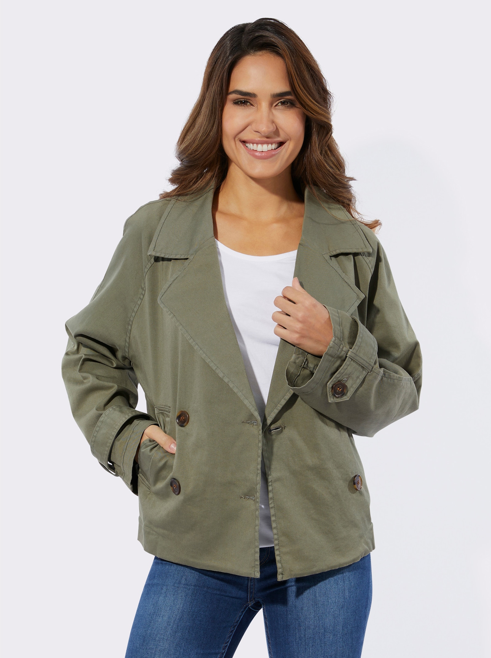 Trenchcoat mit Reverskragen - khaki