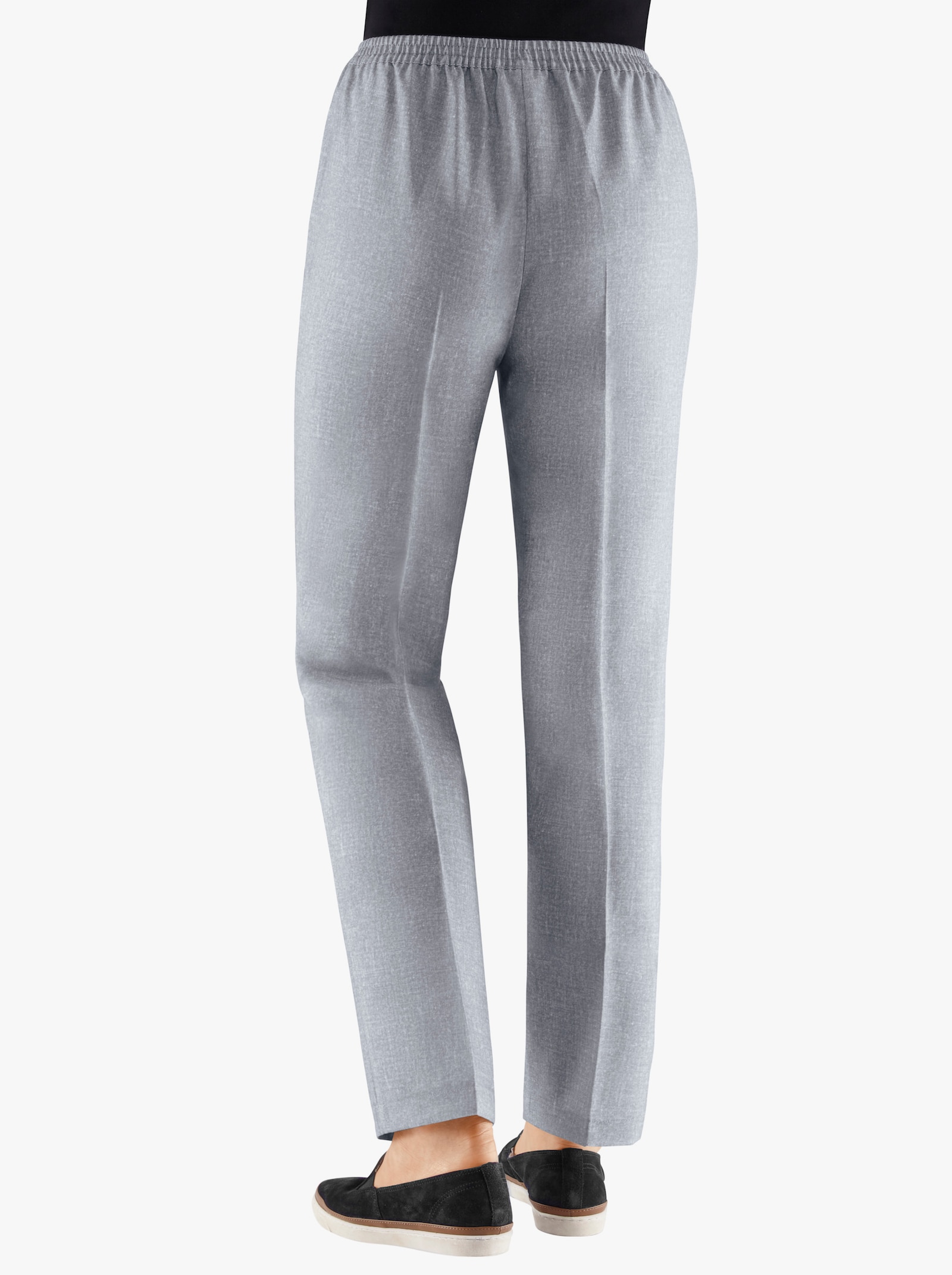 Comfortbroek in jeanslook - grijs gemêleerd + zwart gemêleerd