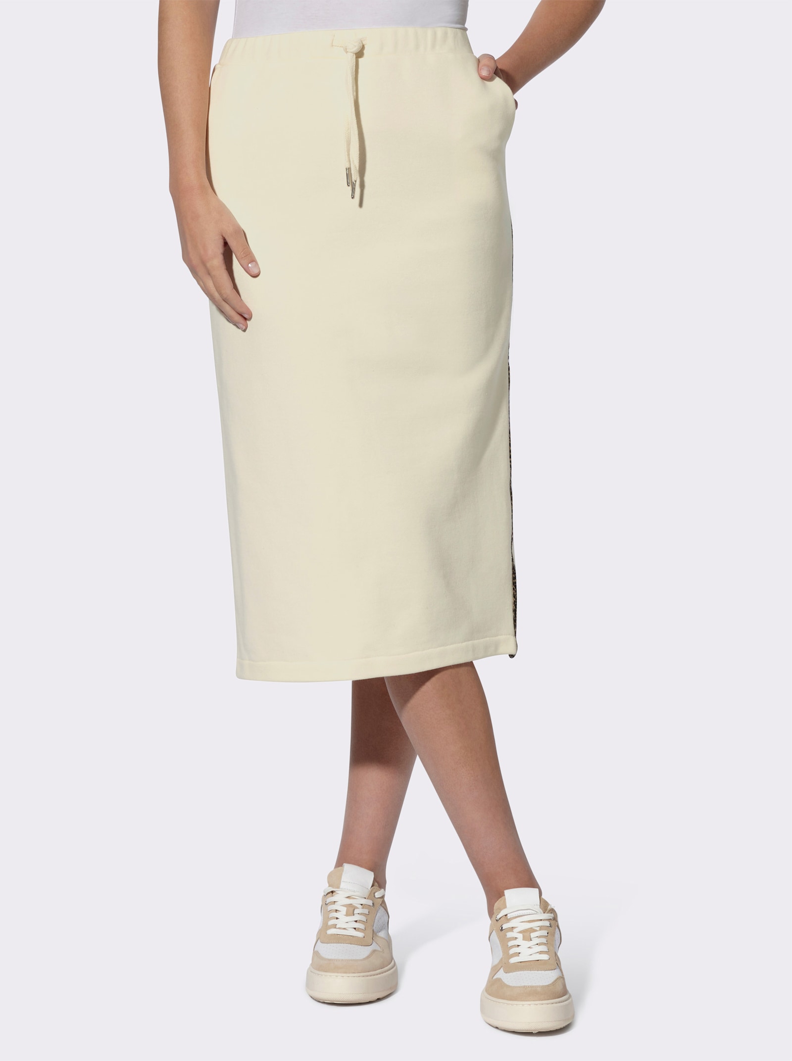 heine Jupe sweat avec rayures galon à imprimé animal - couleur ivoire