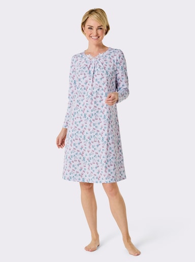 wäschepur Nachthemd - weiß-rosé-bedruckt