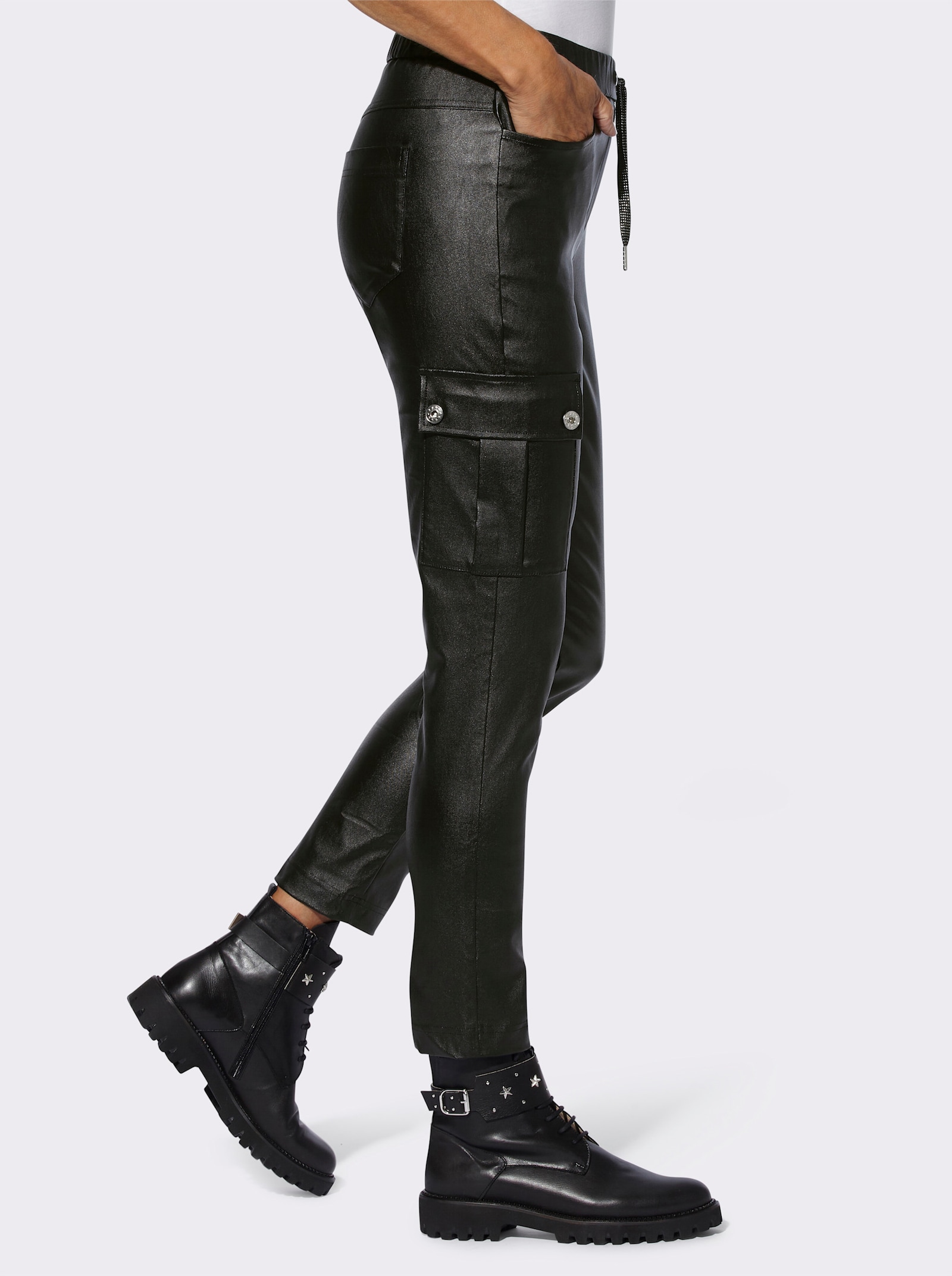 Hose in Leder-Optik - schwarz