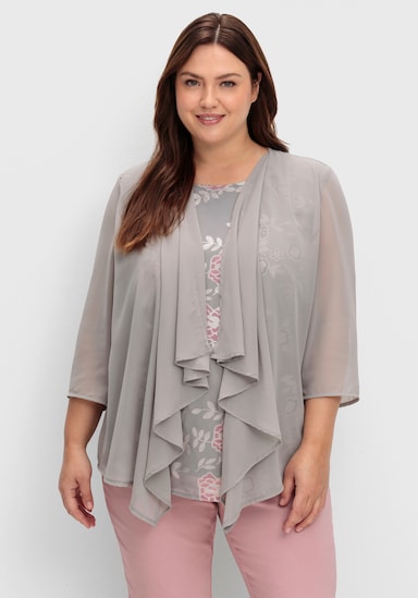 2-in-1-Shirt mit Pailletten-Druck - grau
