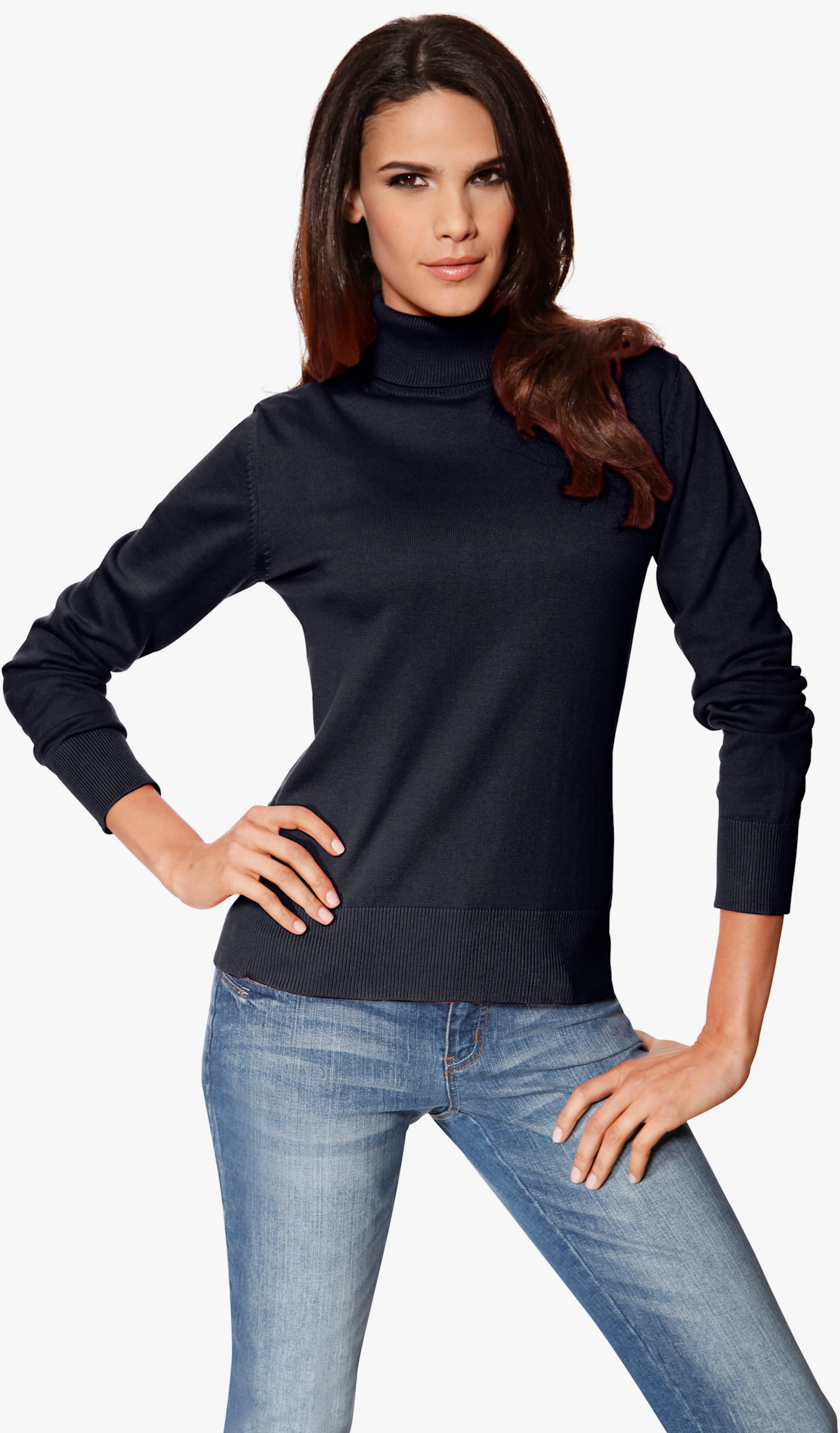 heine Rollkragenpullover in Feinstrick-Qualität - marine