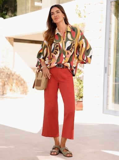 heine Druckbluse im Oversize-Schnitt - papaya-schoko-bedruckt