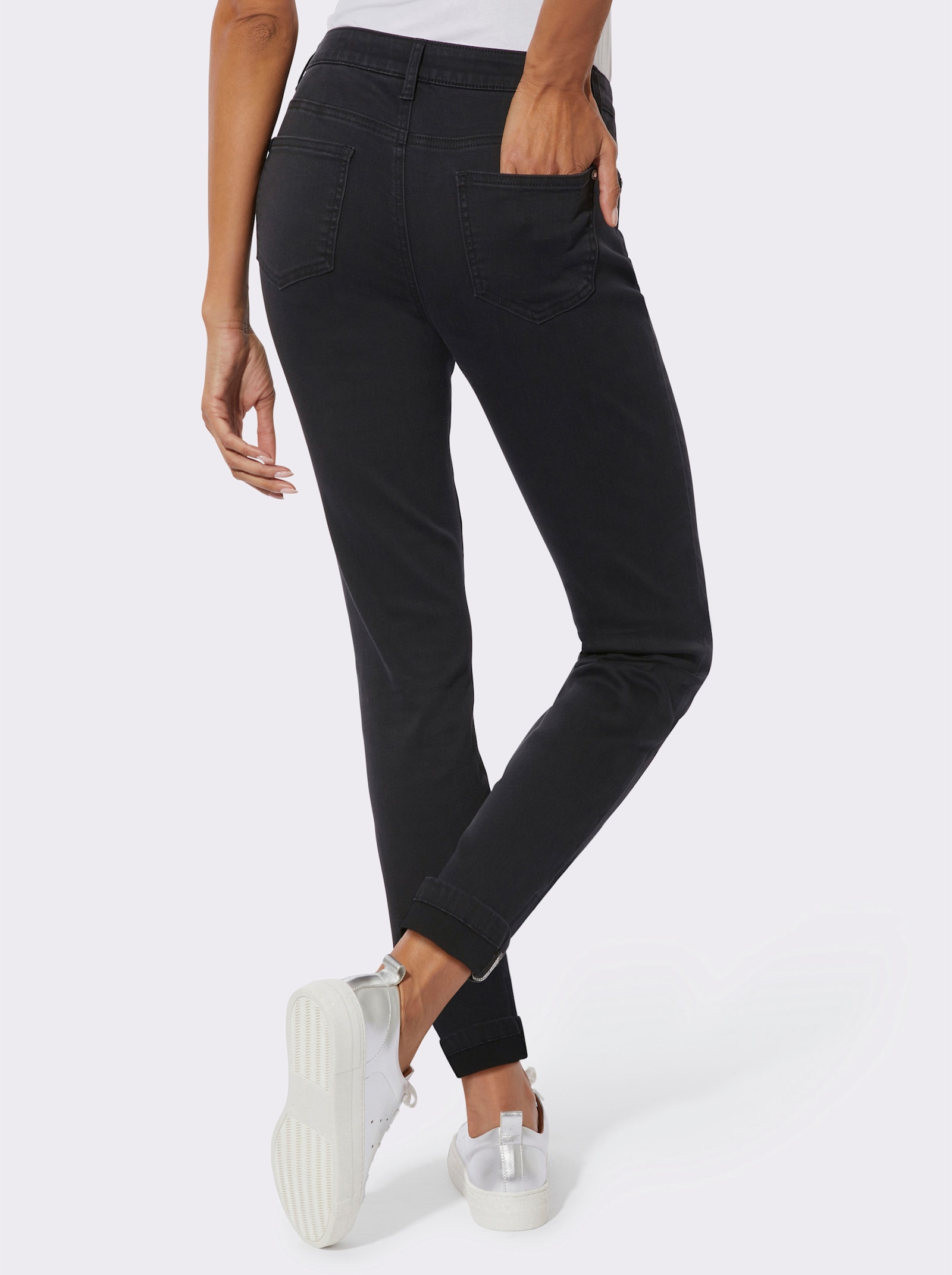 Gerade Jeans mit Ziersteinchen - black denim