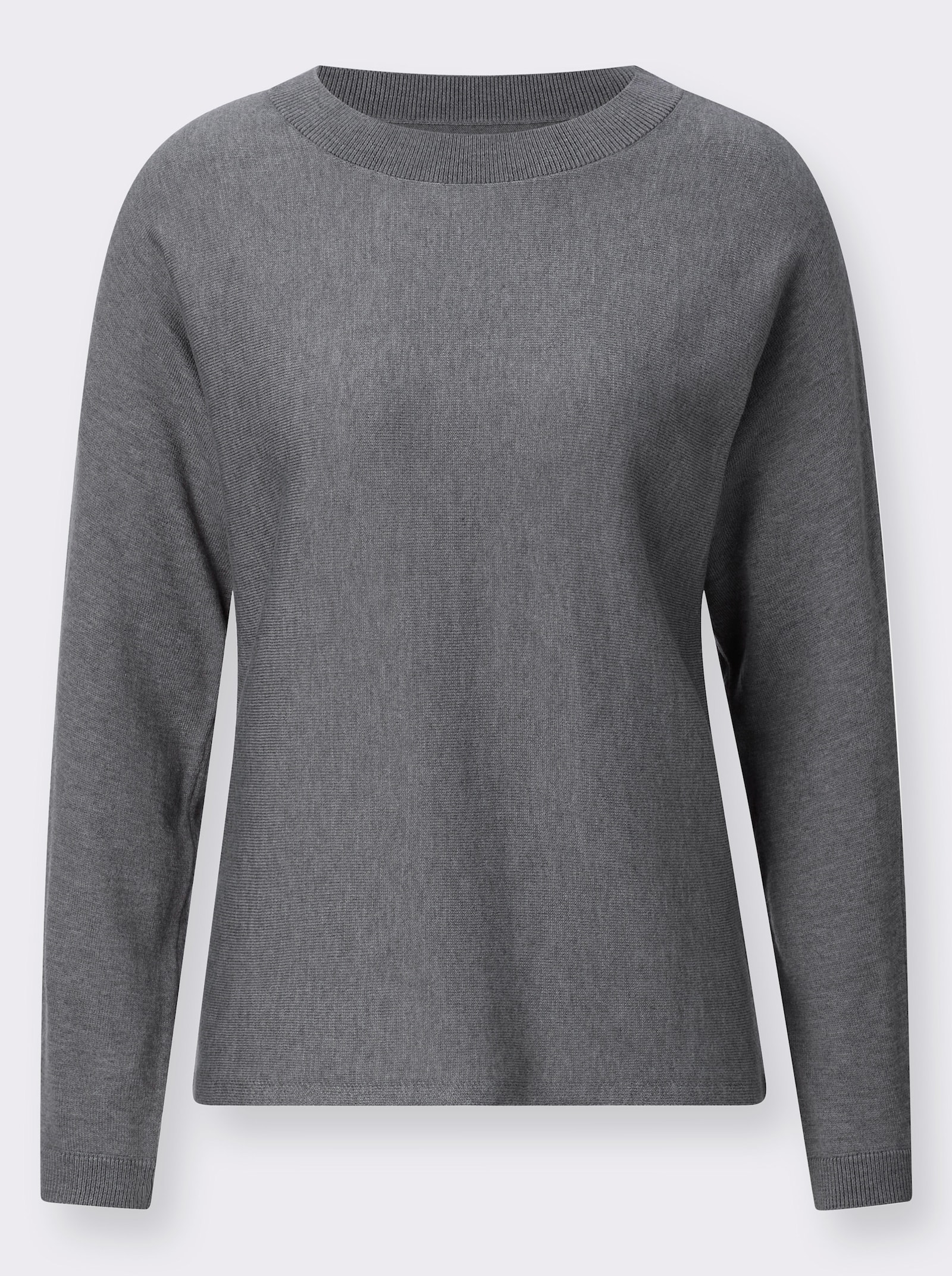 Fledermauspullover mit 5% Kaschmir - grau-meliert