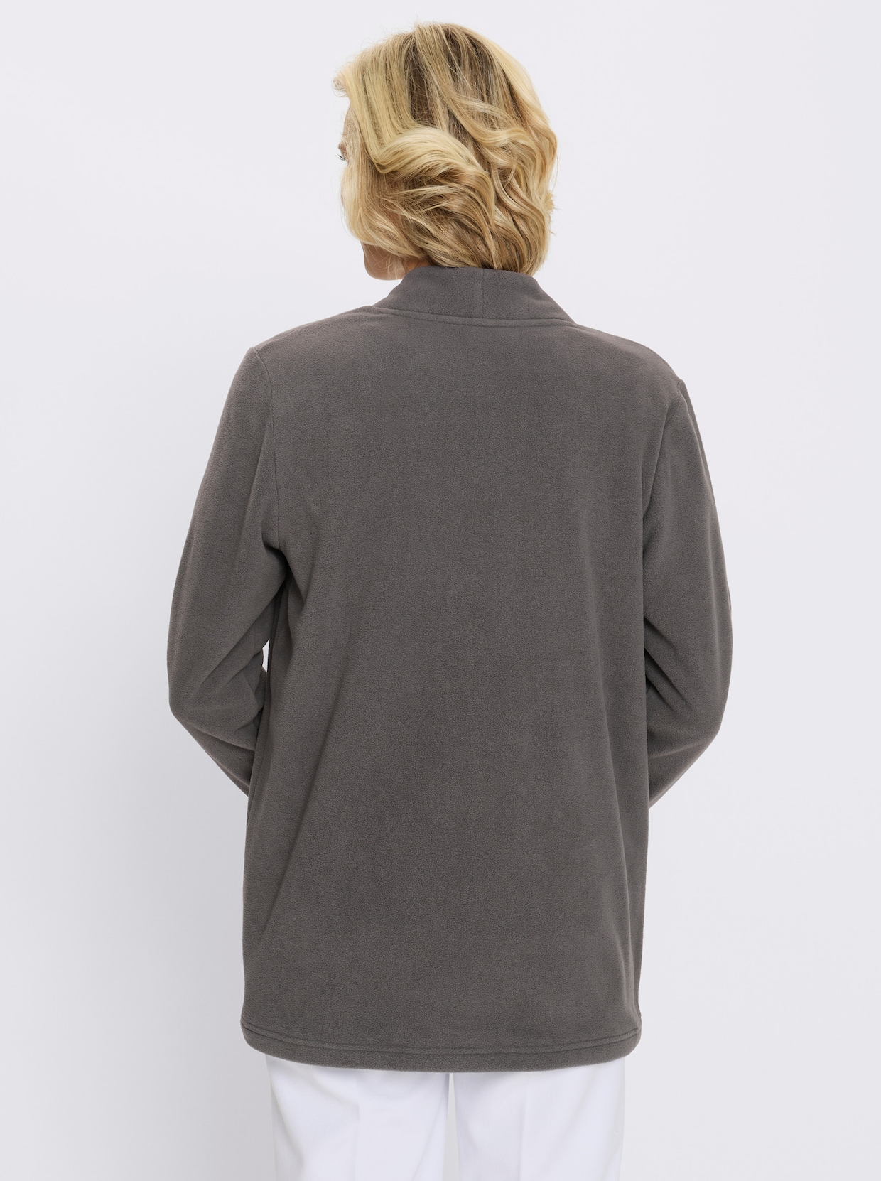 Fleecejacke mit V-Ausschnitt - anthrazit