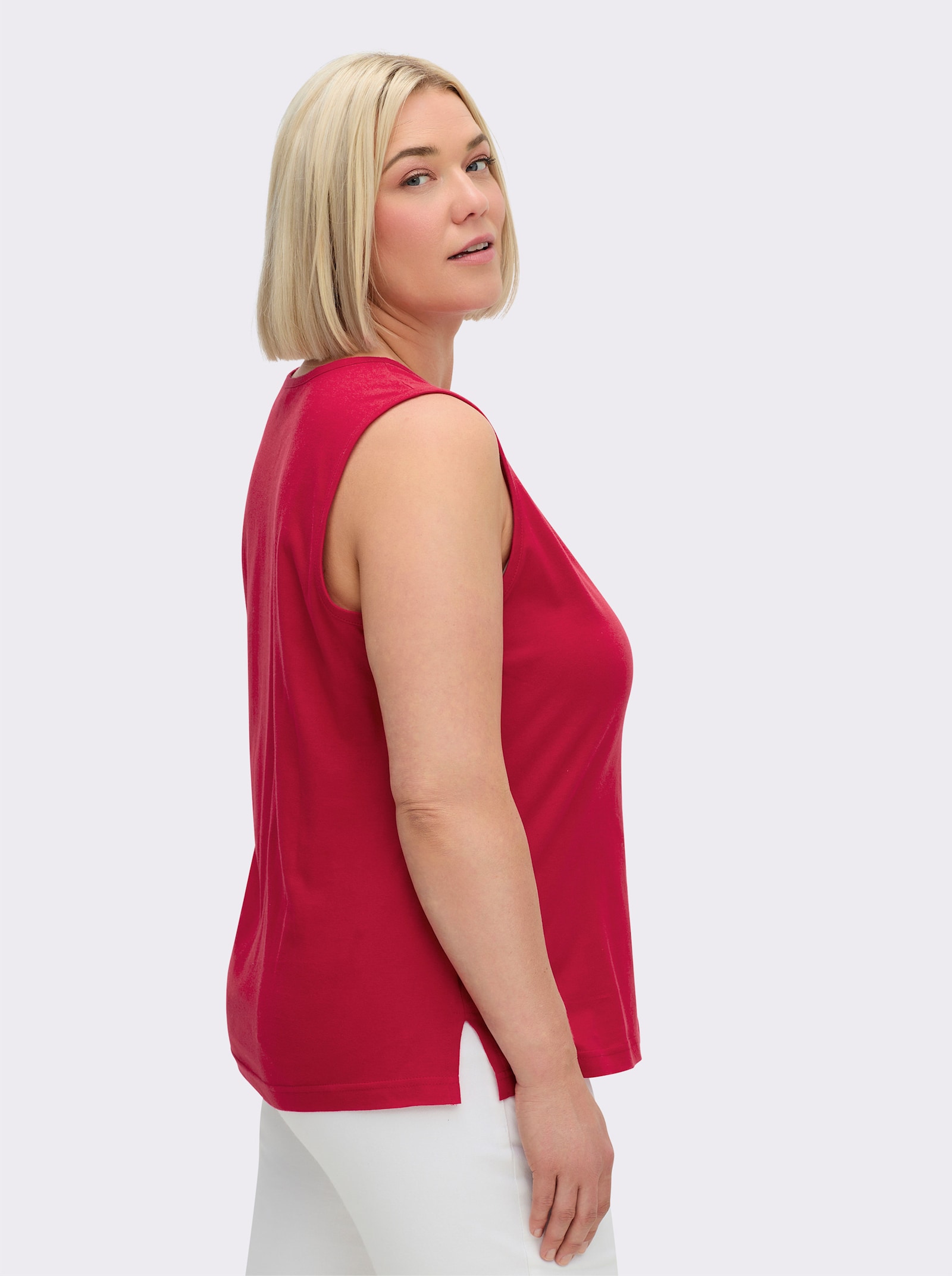 Shirttop mit Seitenschlitzen - rot