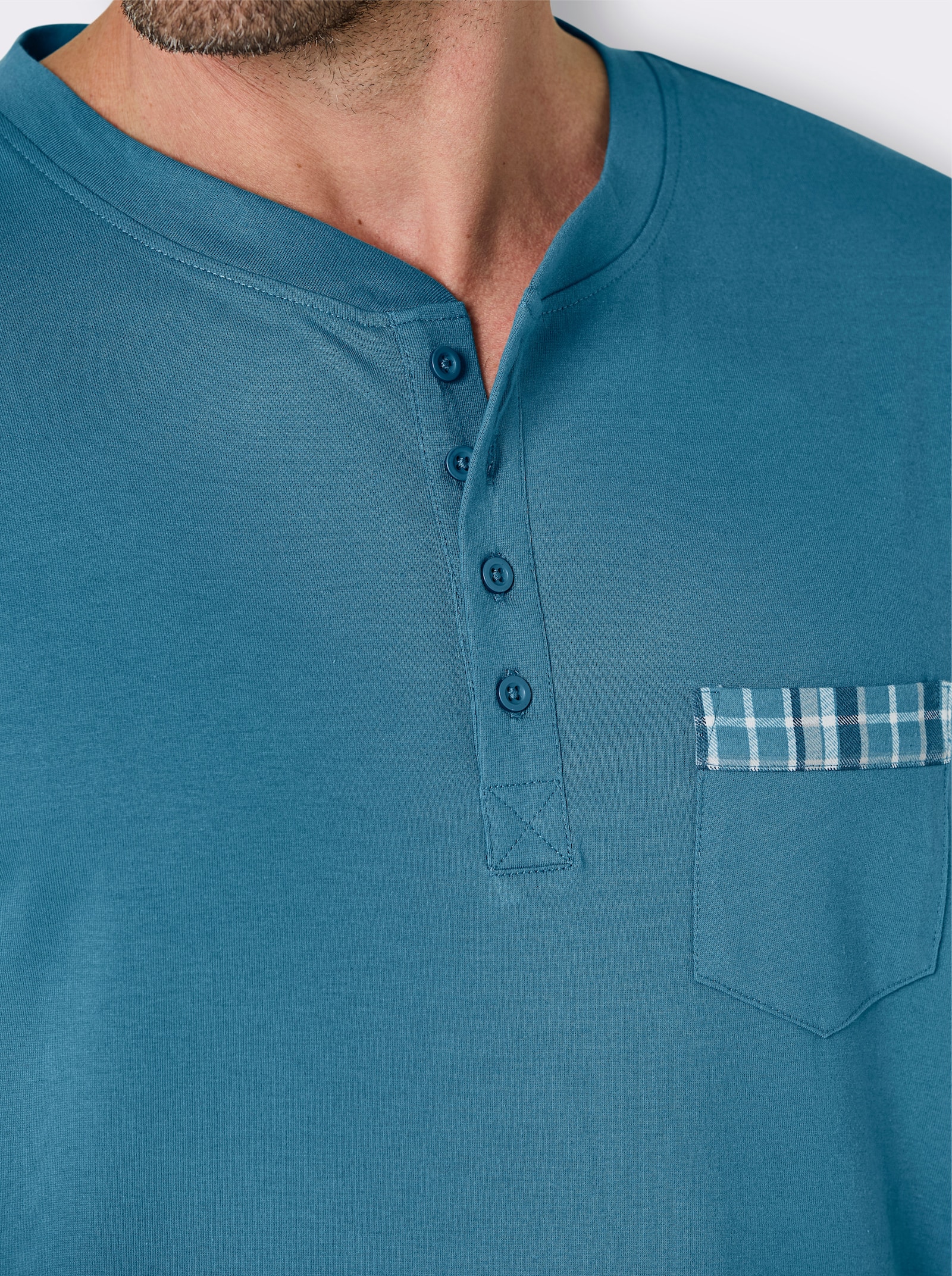 wäschepur men Schlafanzug - topas-dunkelblau-bedruckt