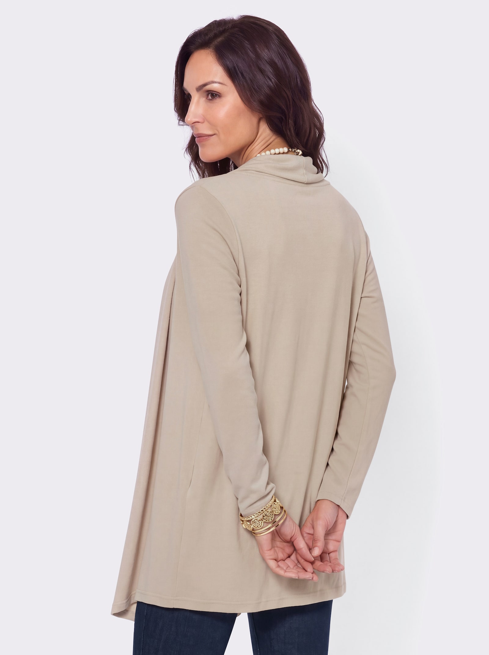 Shirtjacke in Feinstrick-Optik - sand