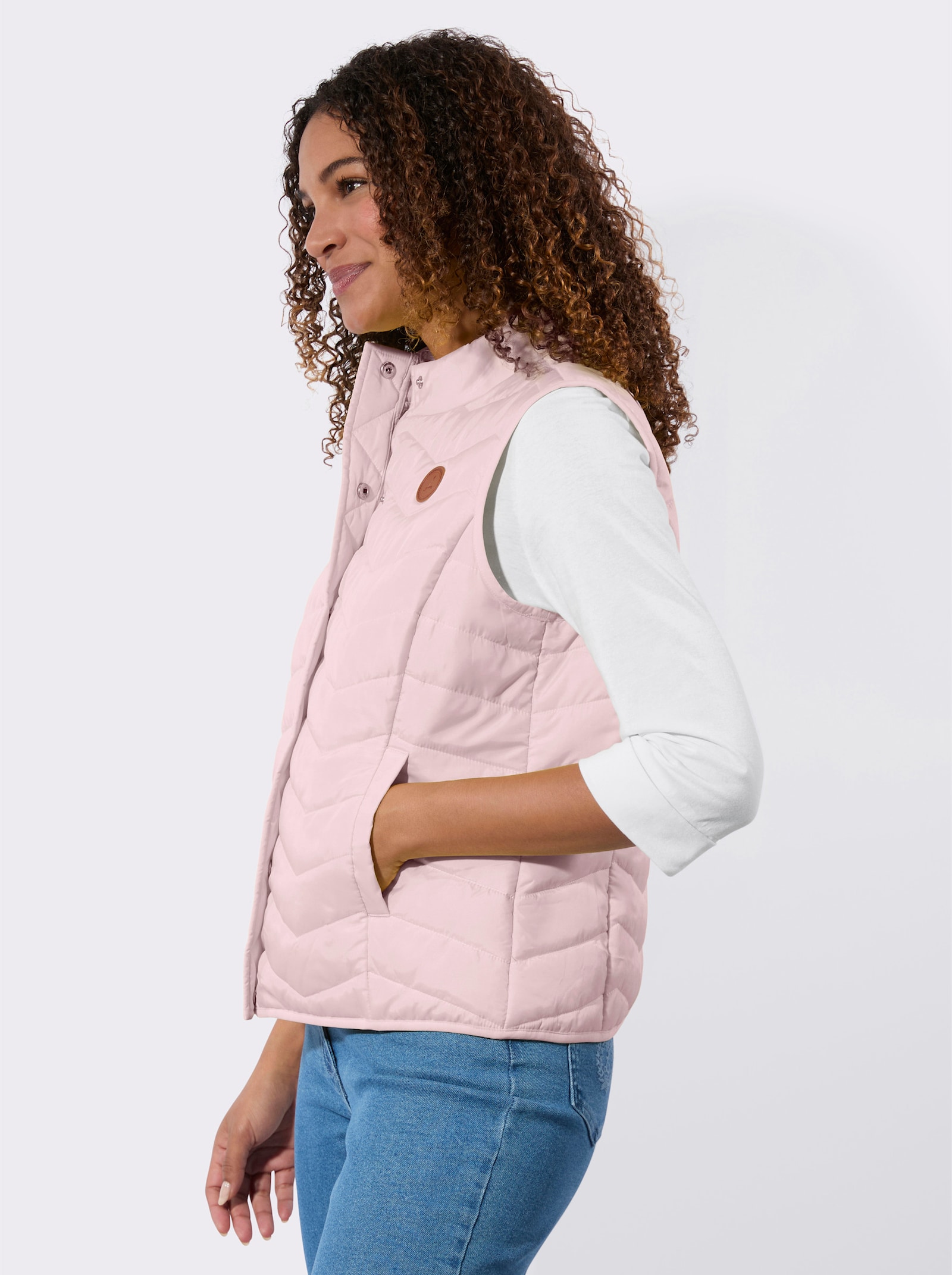 Steppweste im Zickzack-Muster - hellrosé