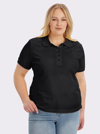 Poloshirt mit Seitenschlitzen - schwarz
