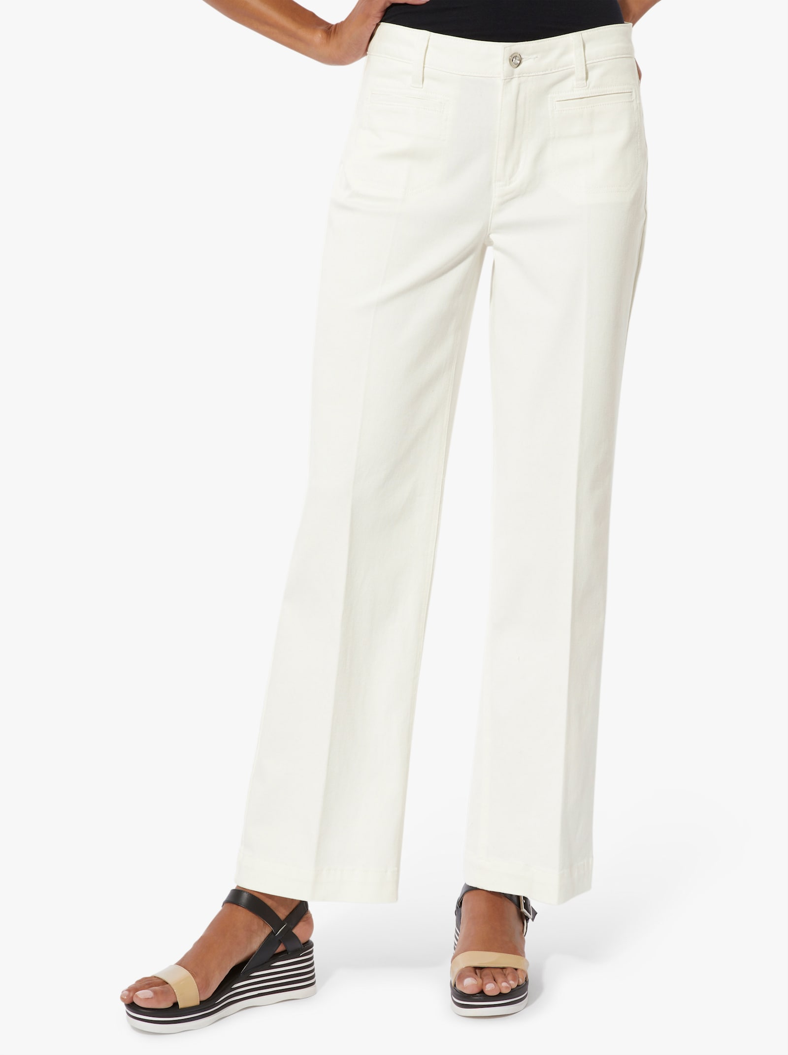 Baumwollhose mit Bügelfalten - ecru