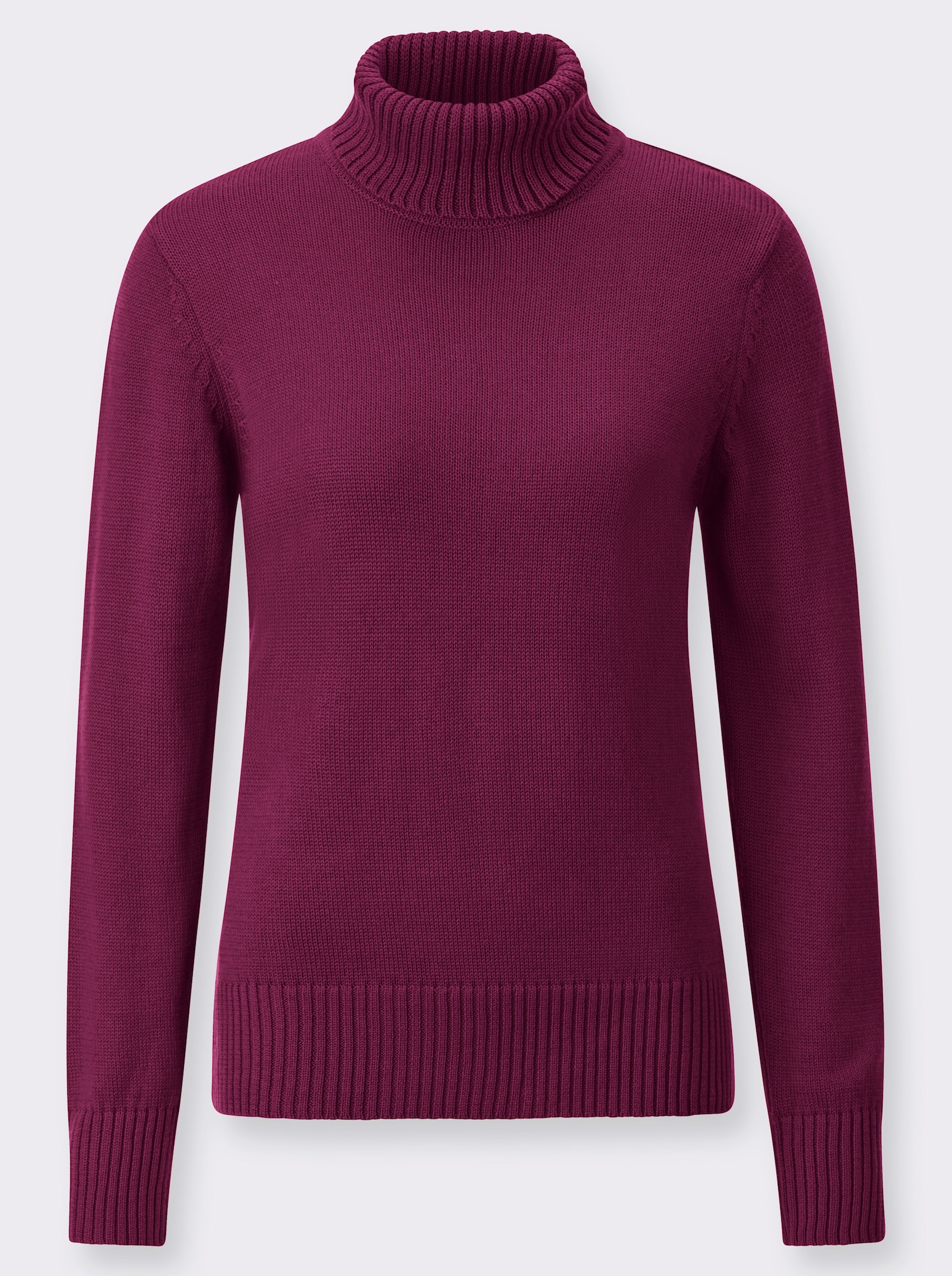 Rollkragenpullover im Baumwoll-Mix - fuchsia