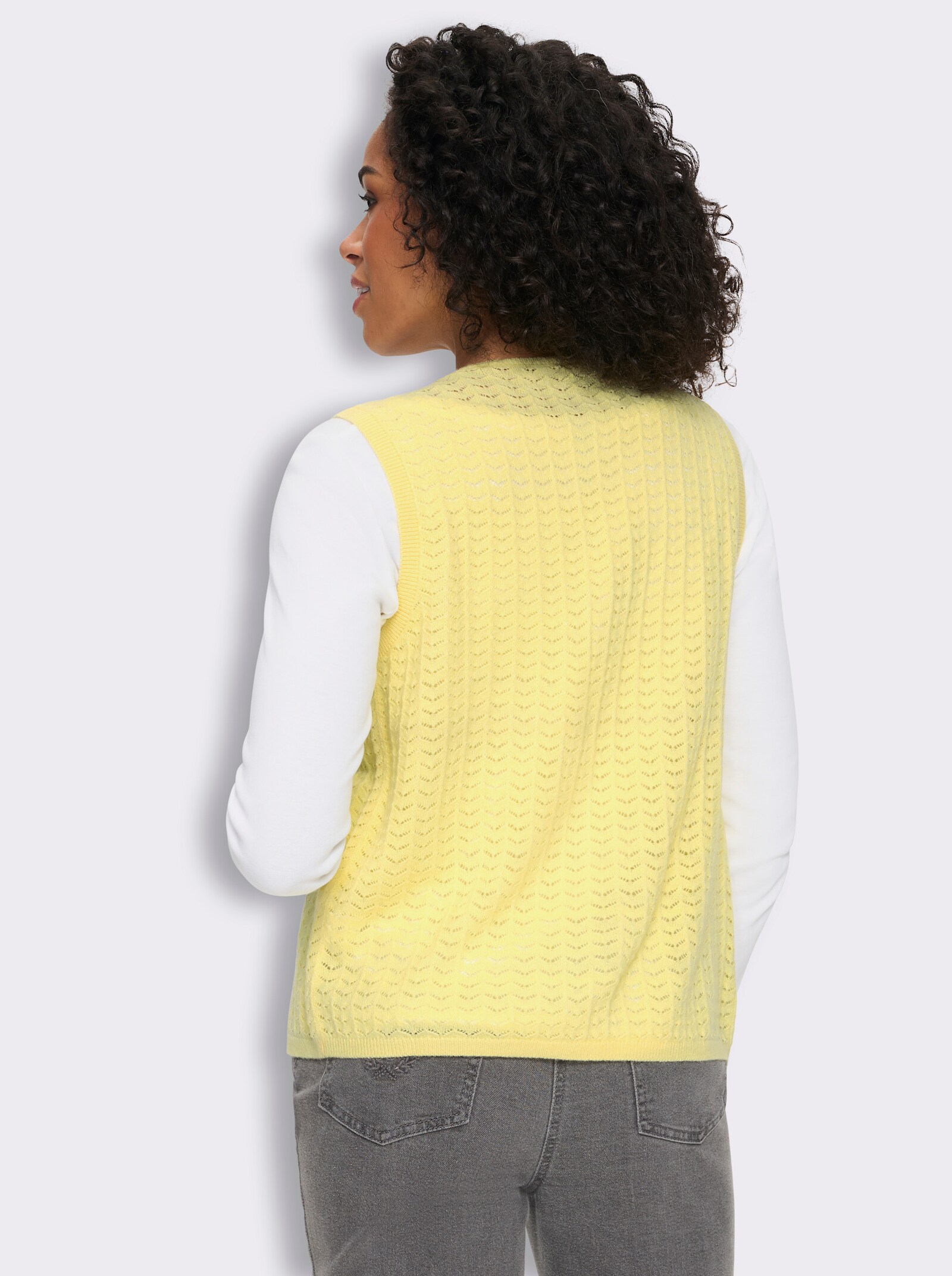 Strickweste mit Bindeband - zitrone