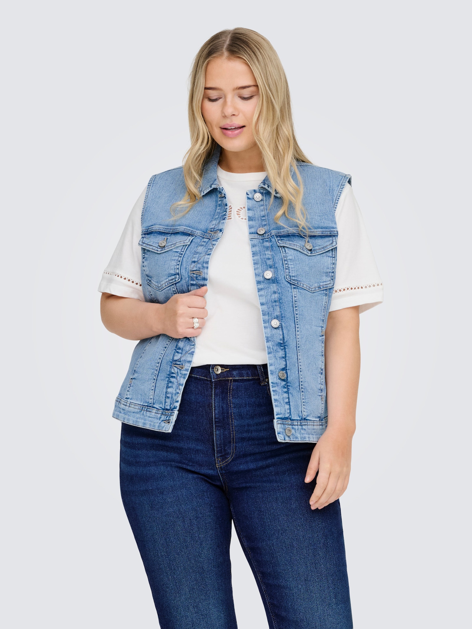 ONLY CARMAKOMA Jeansweste - light blue denim