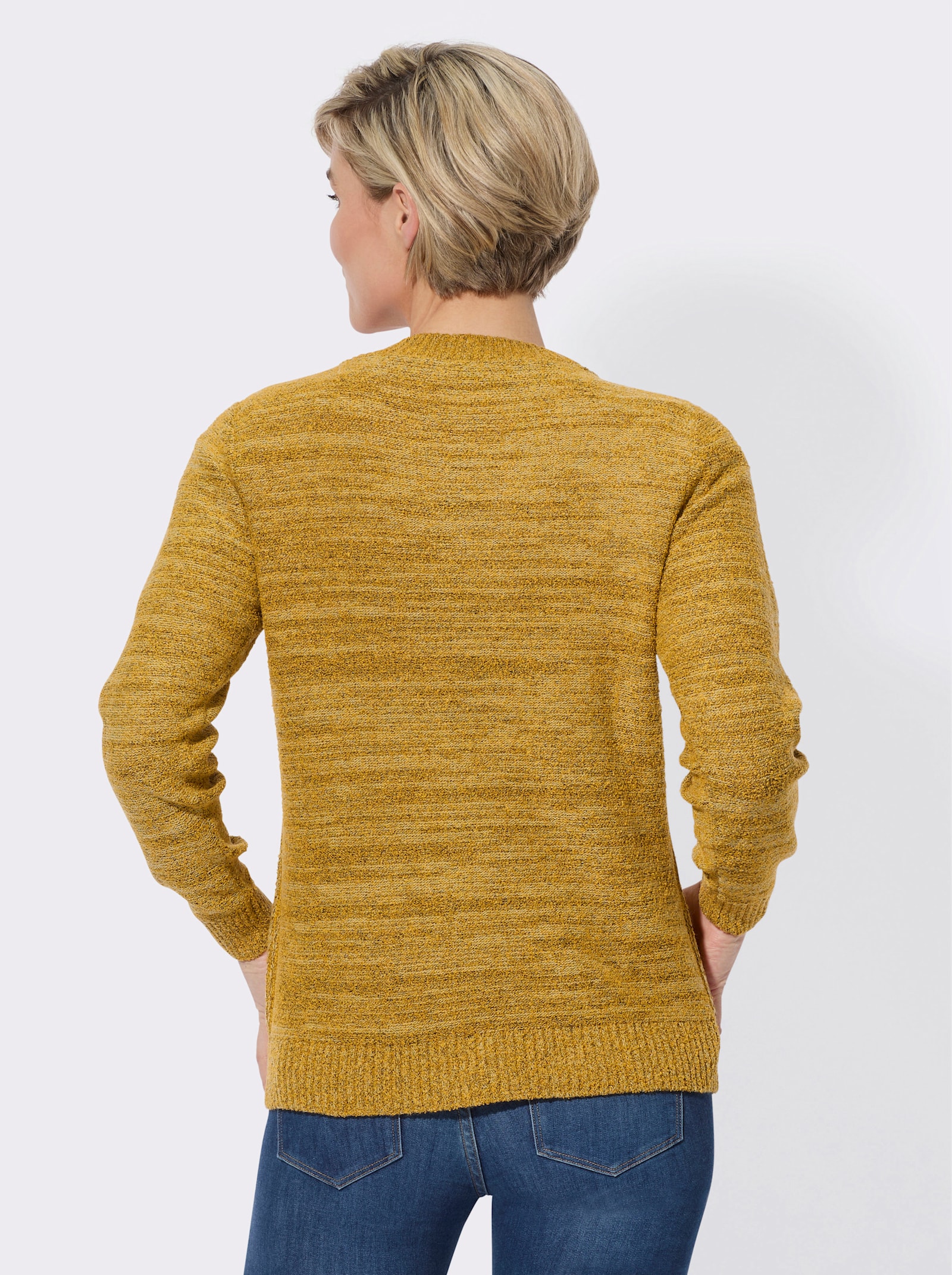 Vest in afkledende riblook - oker/geel gemêleerd