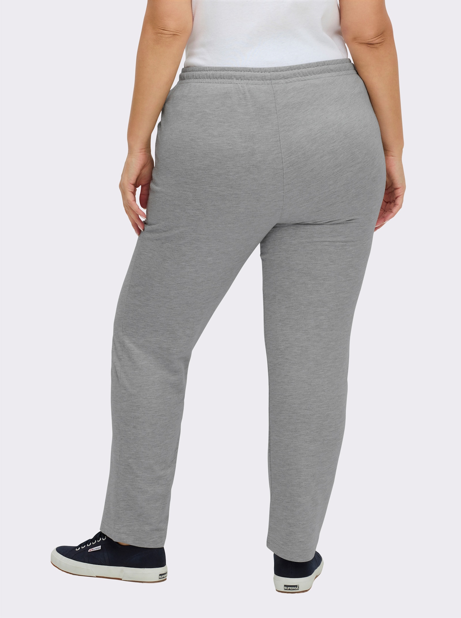 Jerseyhose mit Tunnelzug und Bindeband - grau-meliert