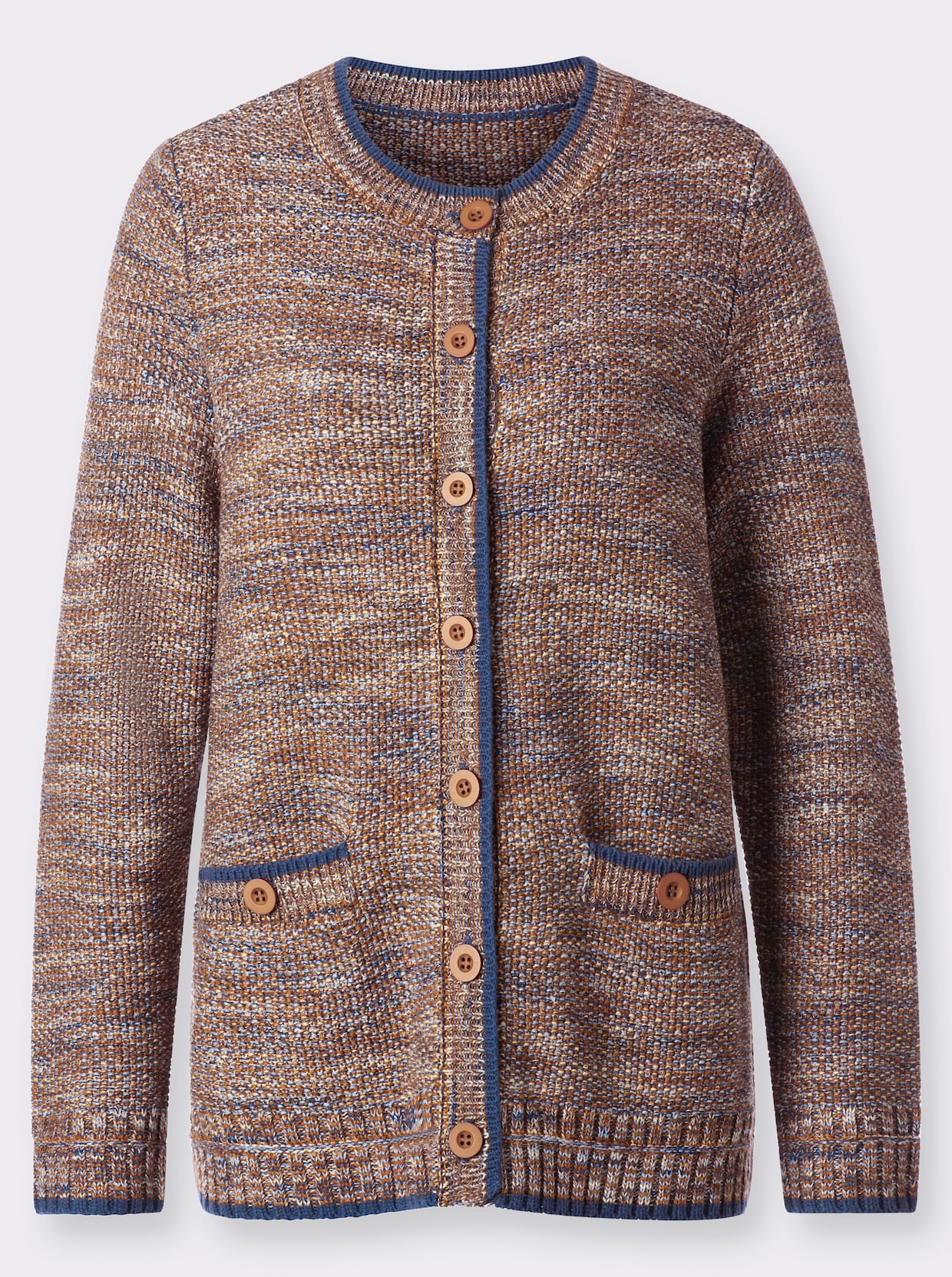 Strickjacke - cognac-bleu-meliert