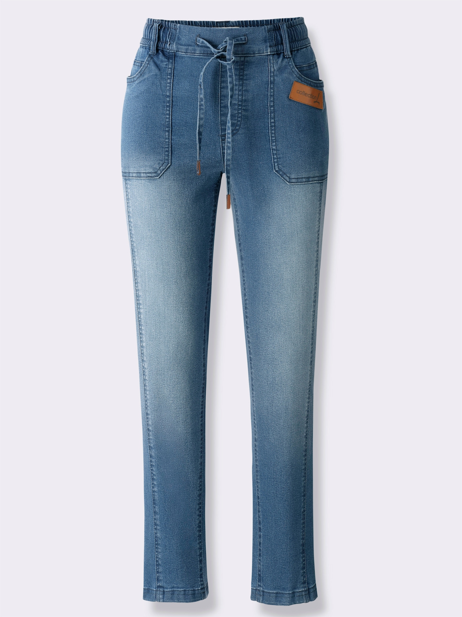 7/8-Jeans mit bequemem Schlupfbund - blue-stone-washed