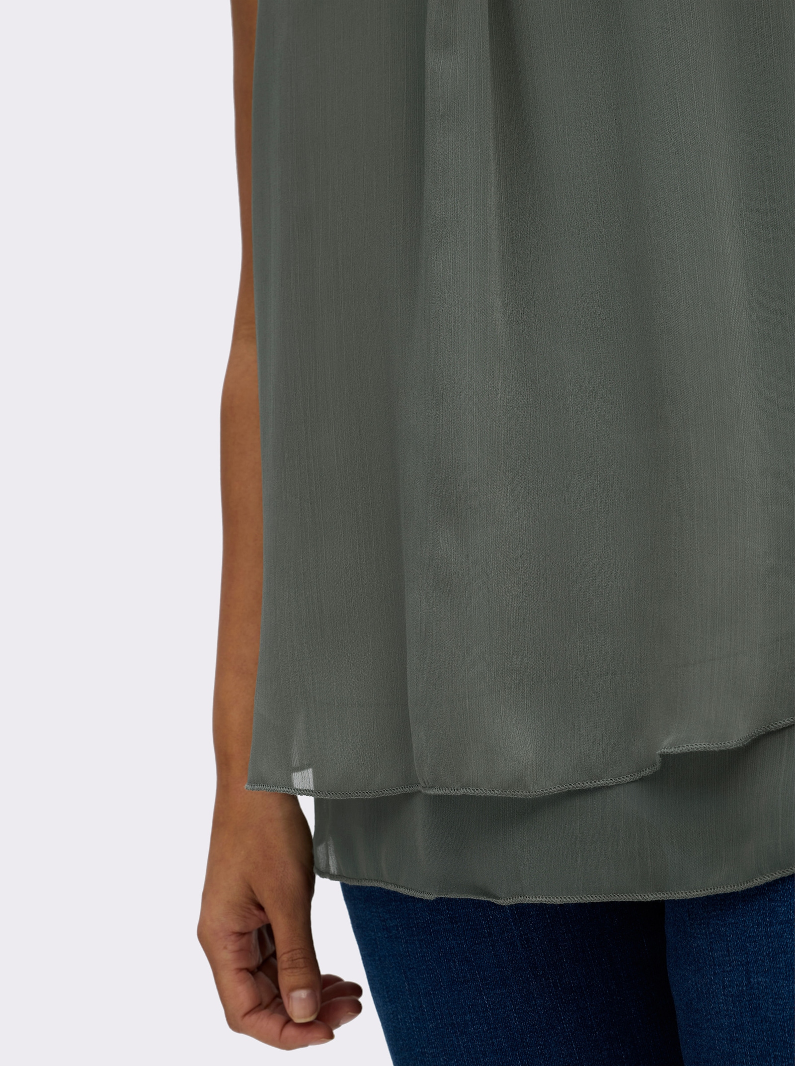 Blusentop in Crêpe-Qualität - khaki