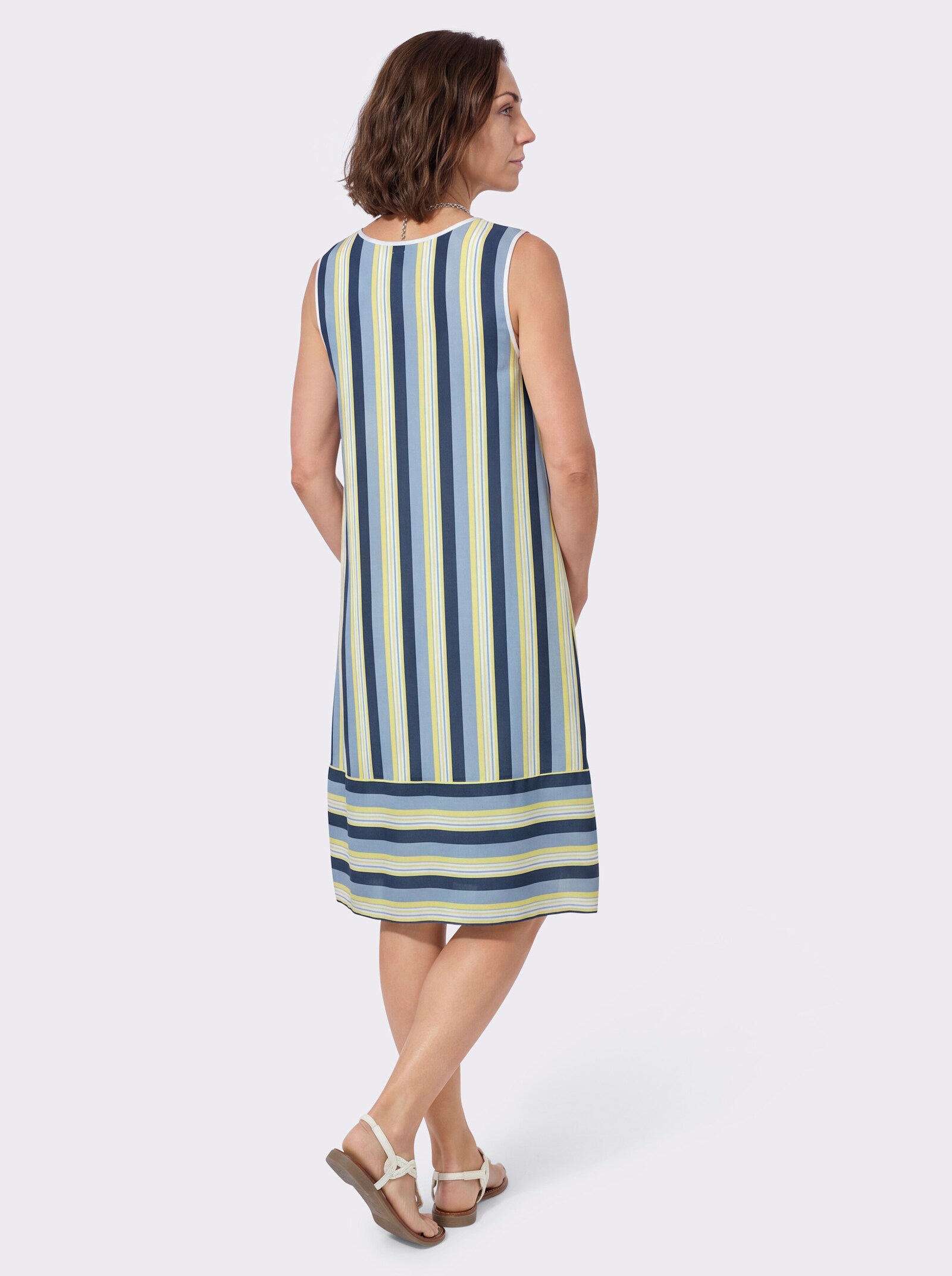 Sommerkleid im Streifenmix - dunkelblau-zitrone-gestreift