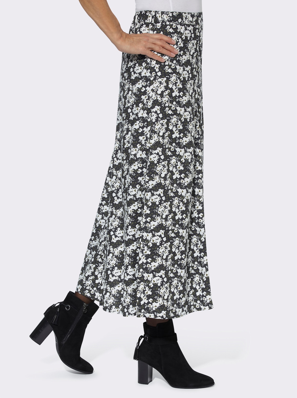 Rok met print - zwart/ecru geprint