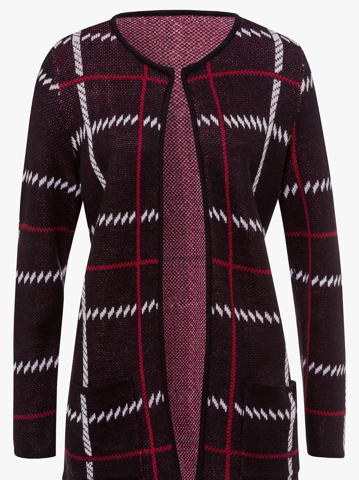 Pletený sveter - čierno-červená vzorovaná