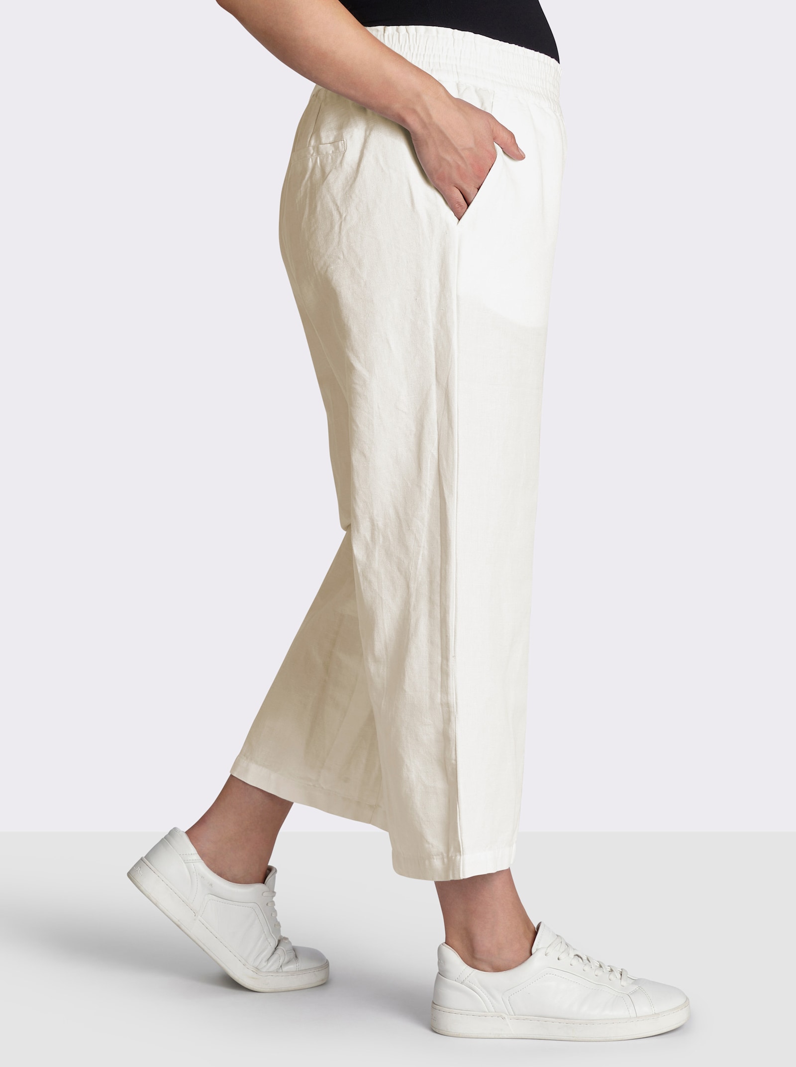 Culotte mit Leinen-Anteil - ecru