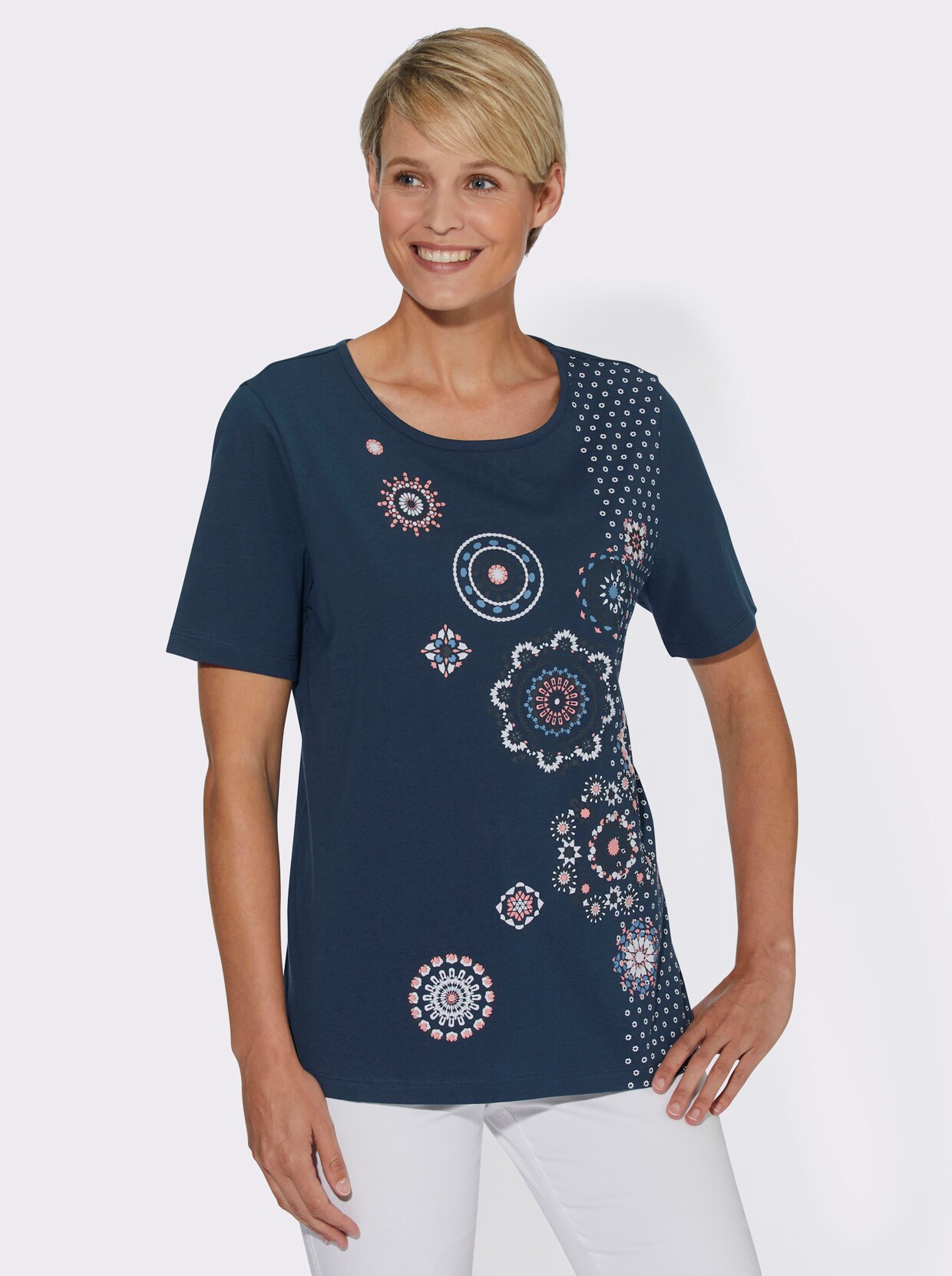 Shirt met korte mouwen - donkerblauw geprint