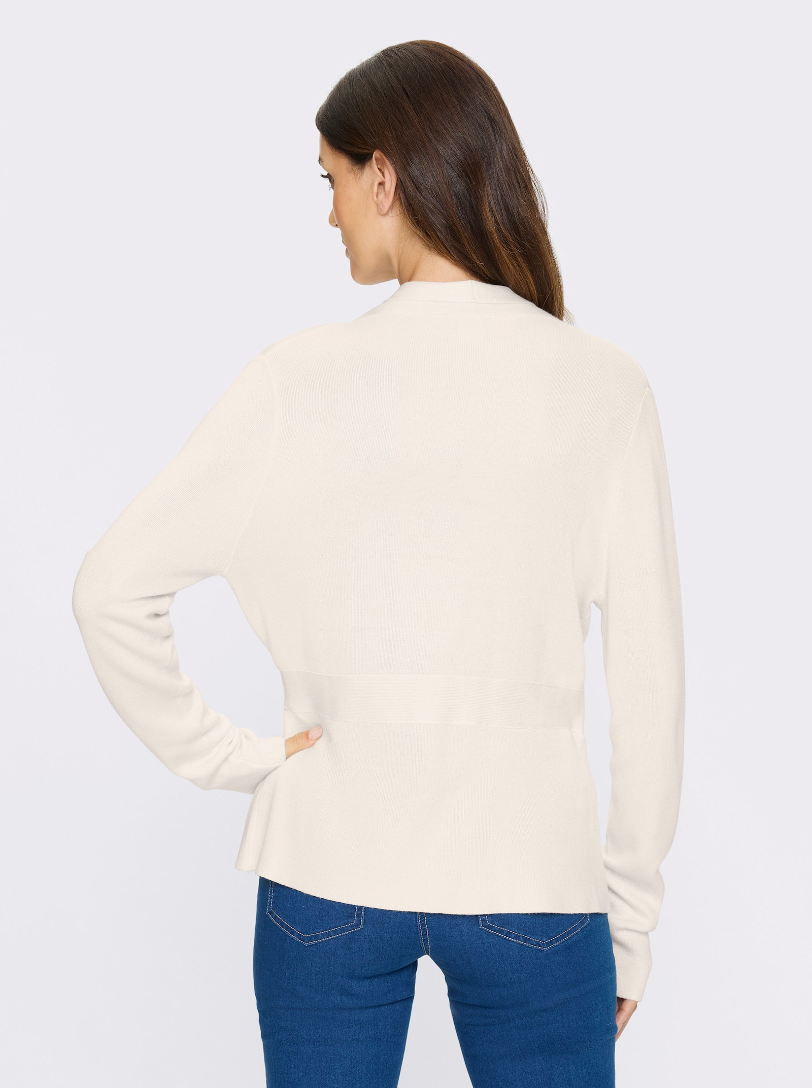 heine Veste en tricot cache-cœur à manches longues - écru