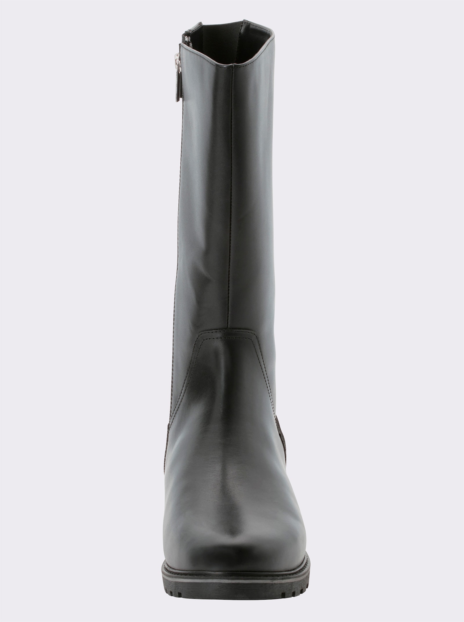 sheego Weitschaftstiefel aus Rinds- und Veloursleder - schwarz