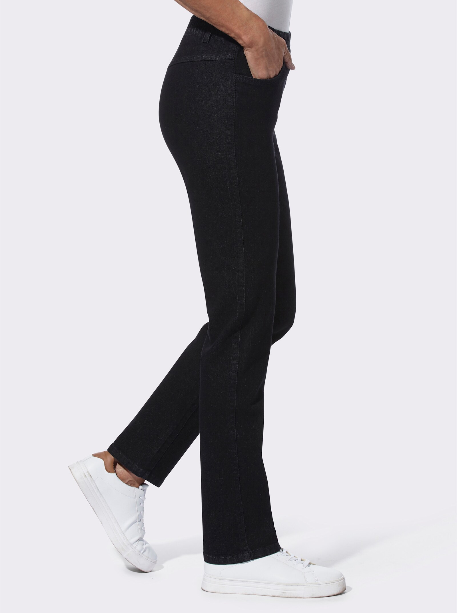 Džíny ze strečového materiálu - bělená modrá + černý denim