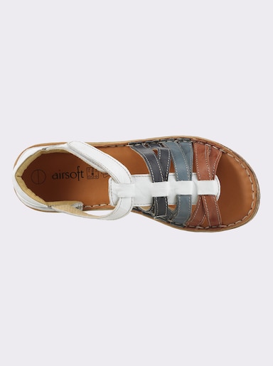 airsoft modern+ Sandale mit 3-farbigen Riemen - weiß-bunt