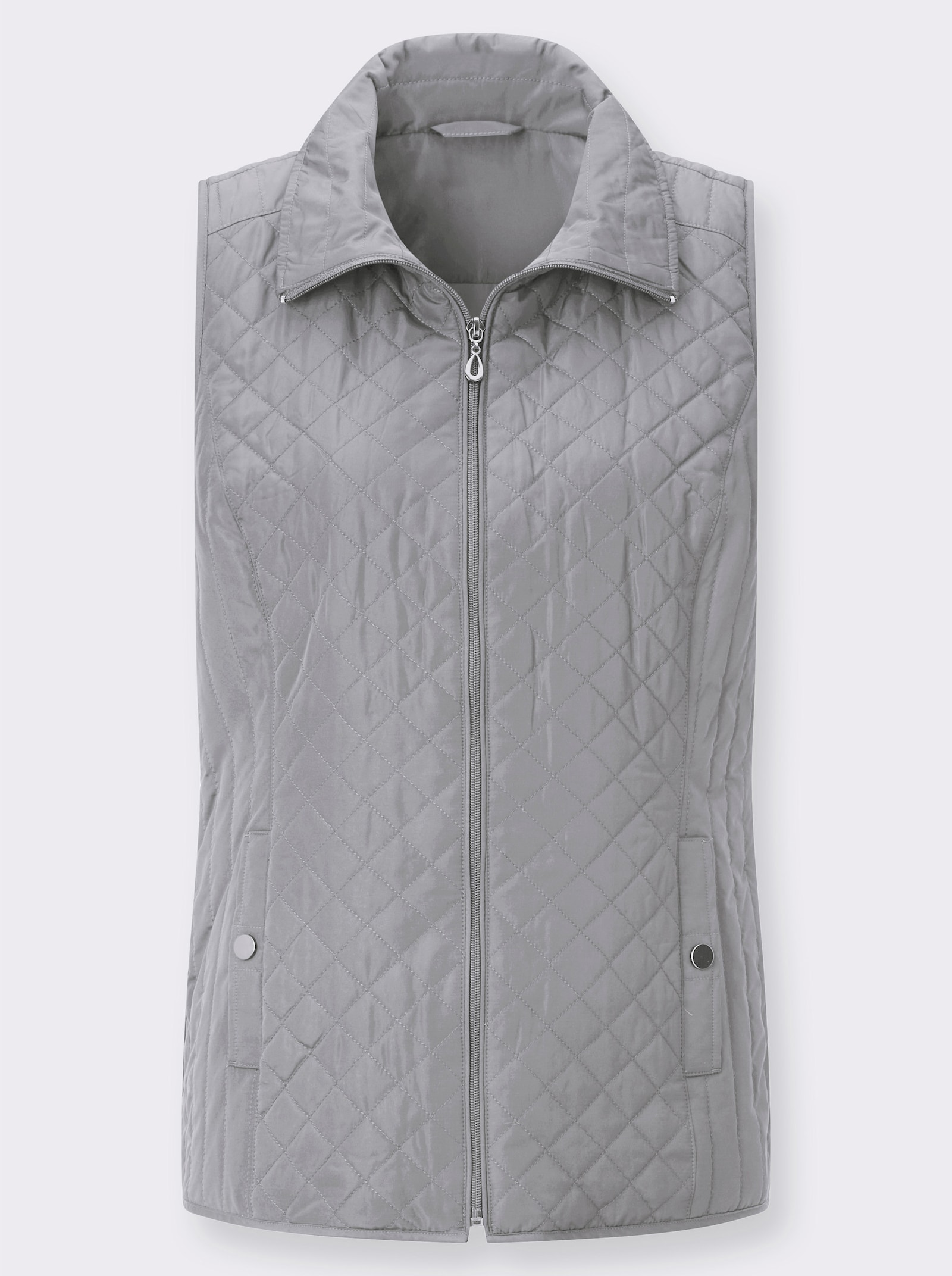 Steppweste mit 2 Taschen - steingrau