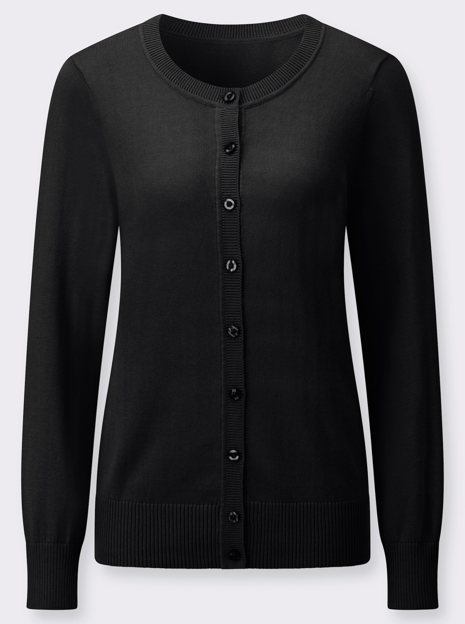 Kardigán s rebrovanými zakončeniami - čierna