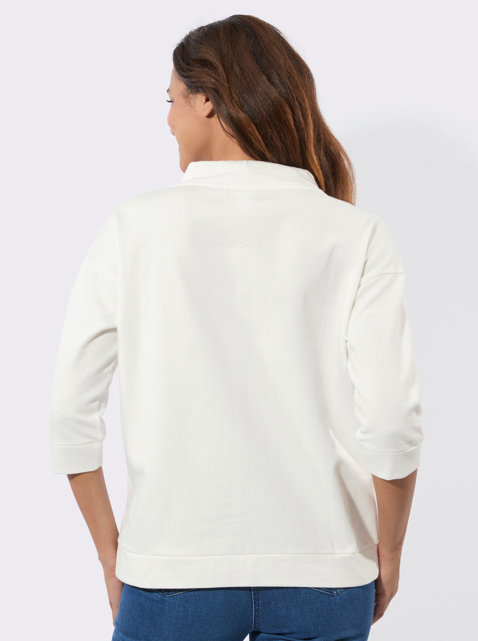 Sweatshirt mit überschnittenen Schultern - ecru