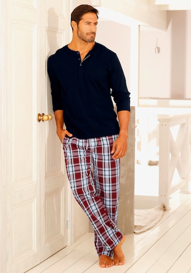 H.I.S Pyjama - marine-bordeaux