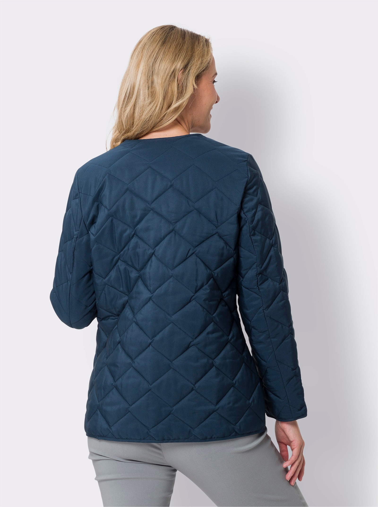 Steppjacke mit Paspelierung - dunkelblau