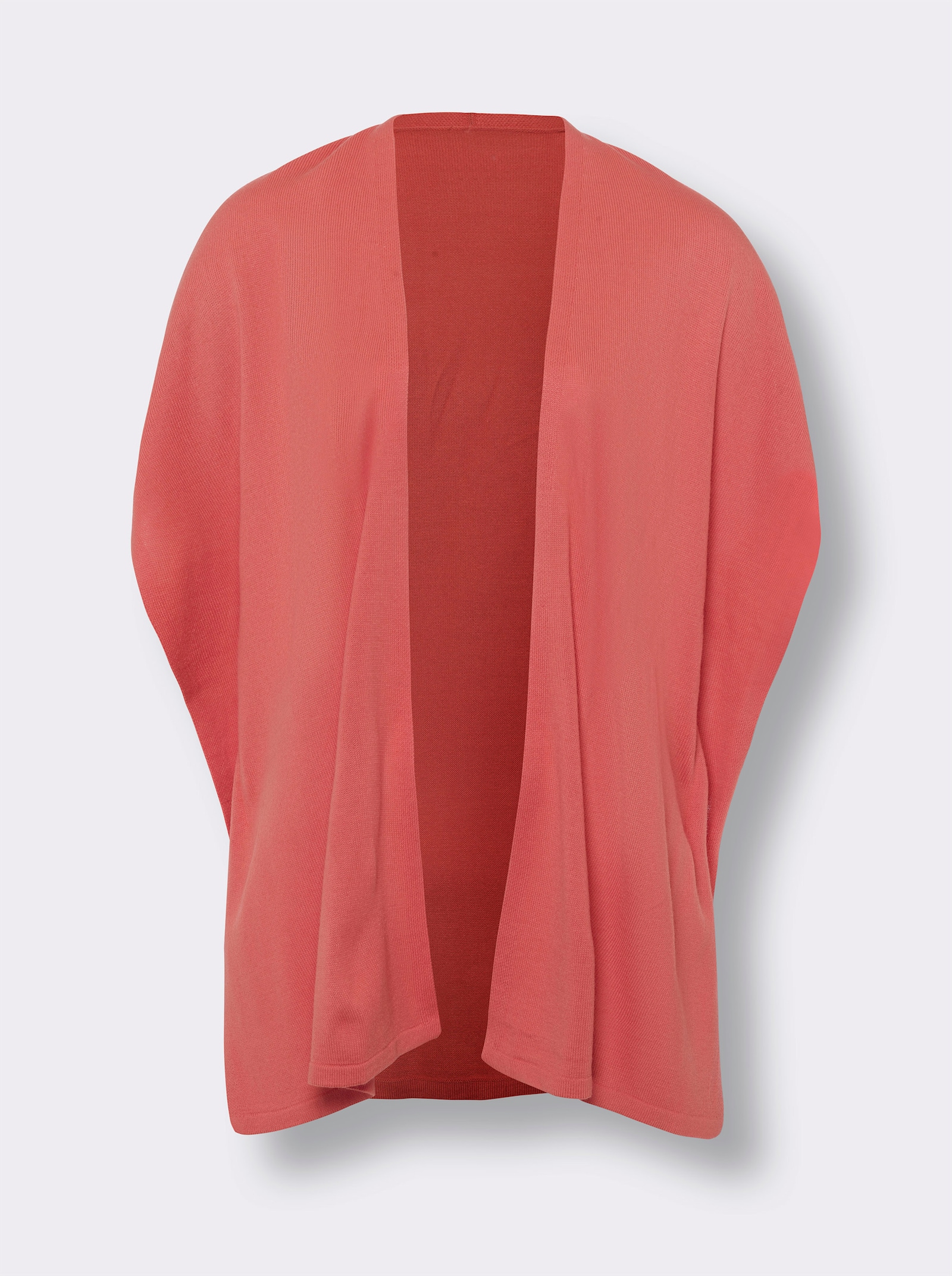 Strickponcho im Kimono-Style - koralle