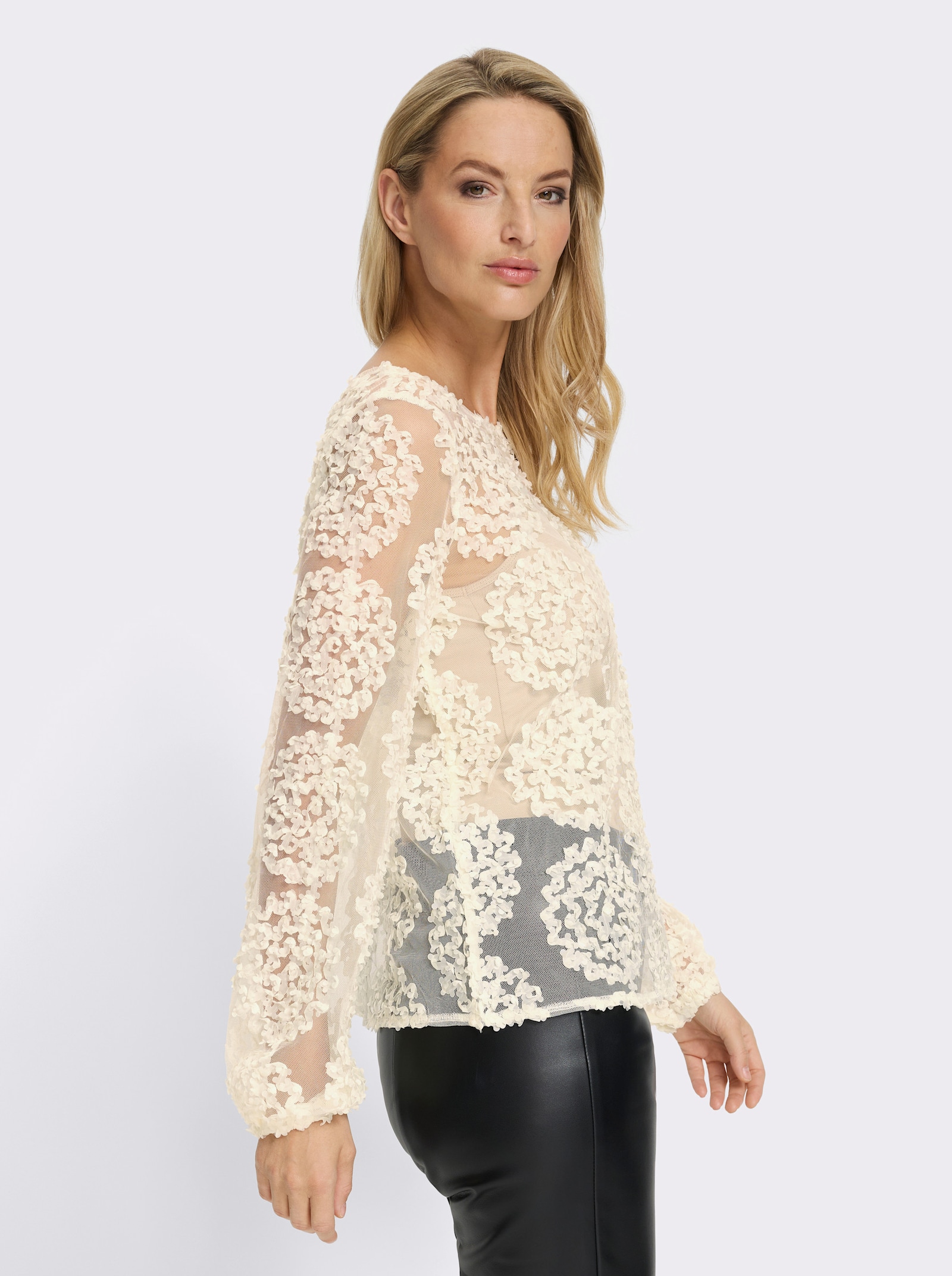 heine Spitzenshirt mit Ballon-Ärmeln - ecru