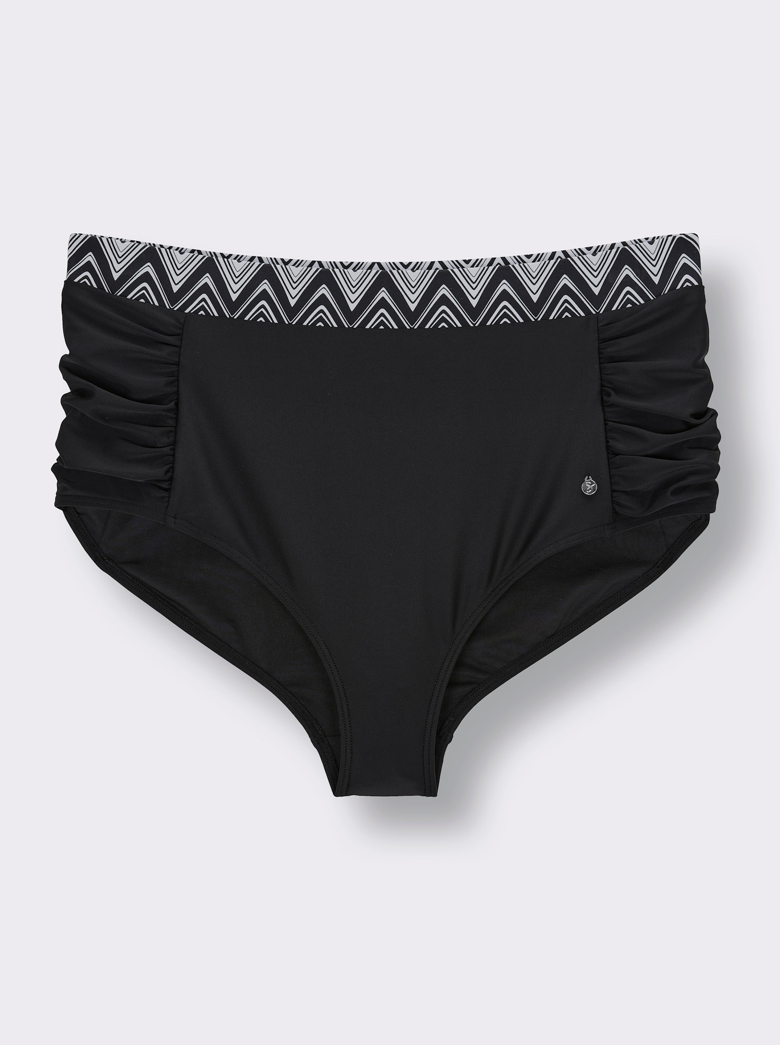 sheego Bikini-Hose mit seitlicher Raffung und Shaping-Effekt - schwarz