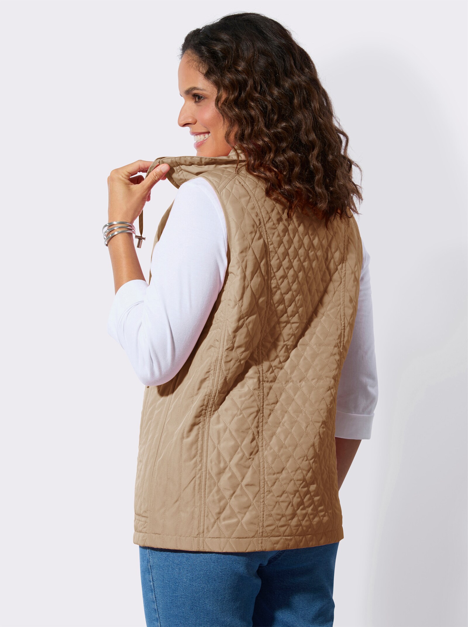 Bodywarmer van microgaren - camel