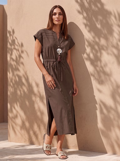 heine Webkleid mit Biesen - schoko