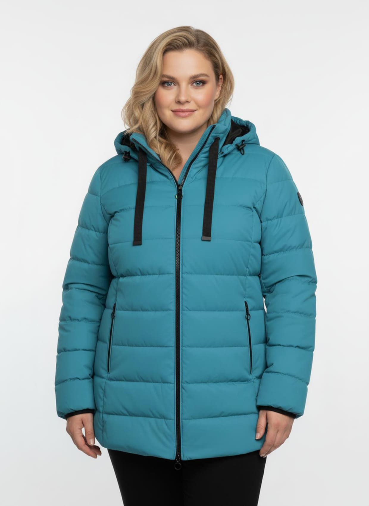 Steppjacke mit elastischer Kontrast-Paspelierung - aquapetrol