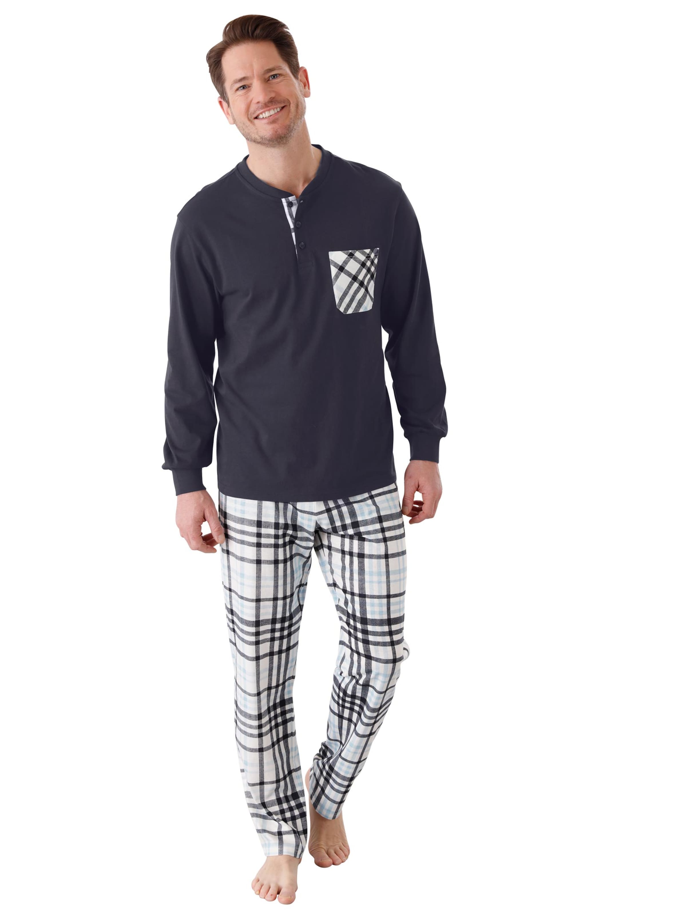 Schlafanzug - marine-kariert