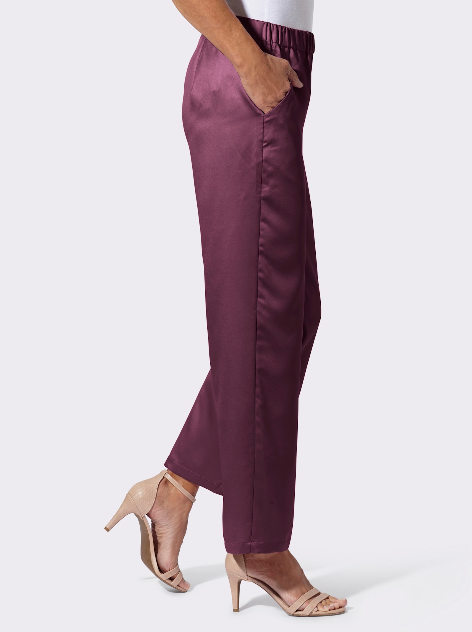 Schlupfhose in Satin-Qualität, pflegeleicht - burgund