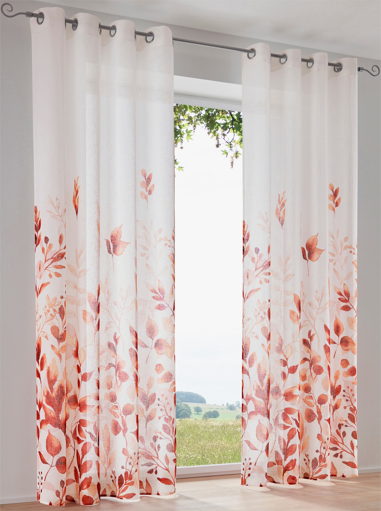 heine home Decoratieve vitrage - wit/rood