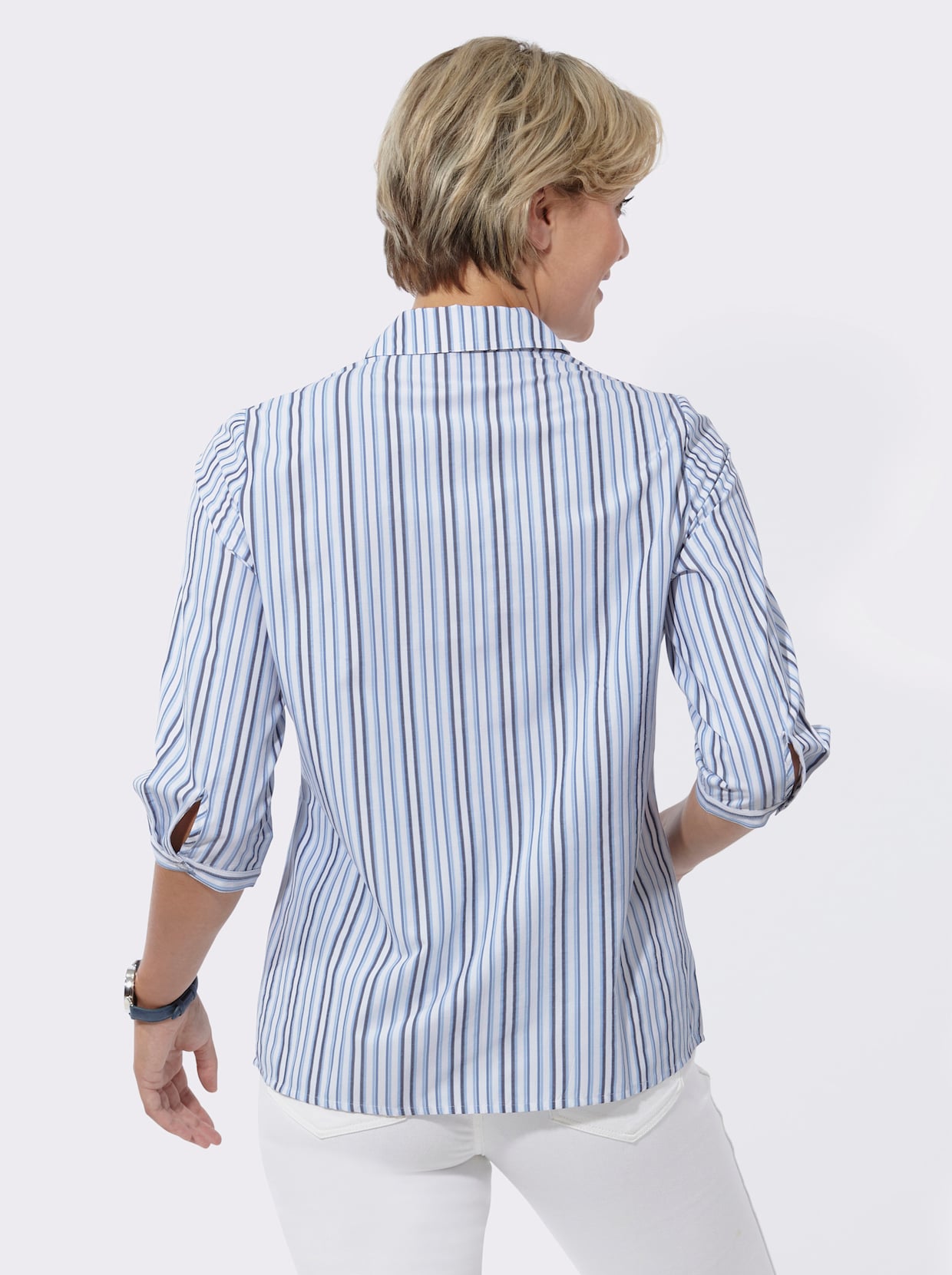 Gestreepte blouse - middenblauw/ijsblauw gestreept