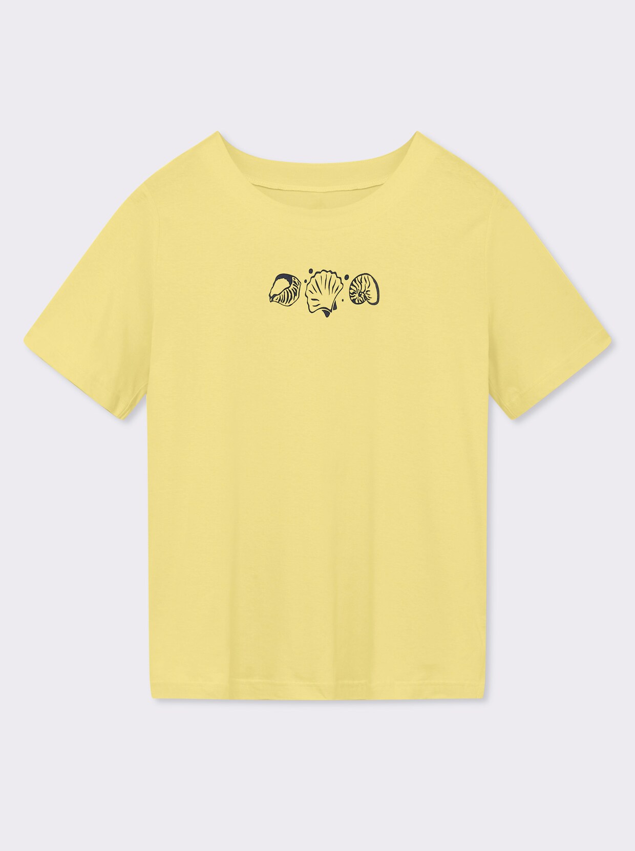 Kurzarmshirt mit Muschel-Druck - zitrone